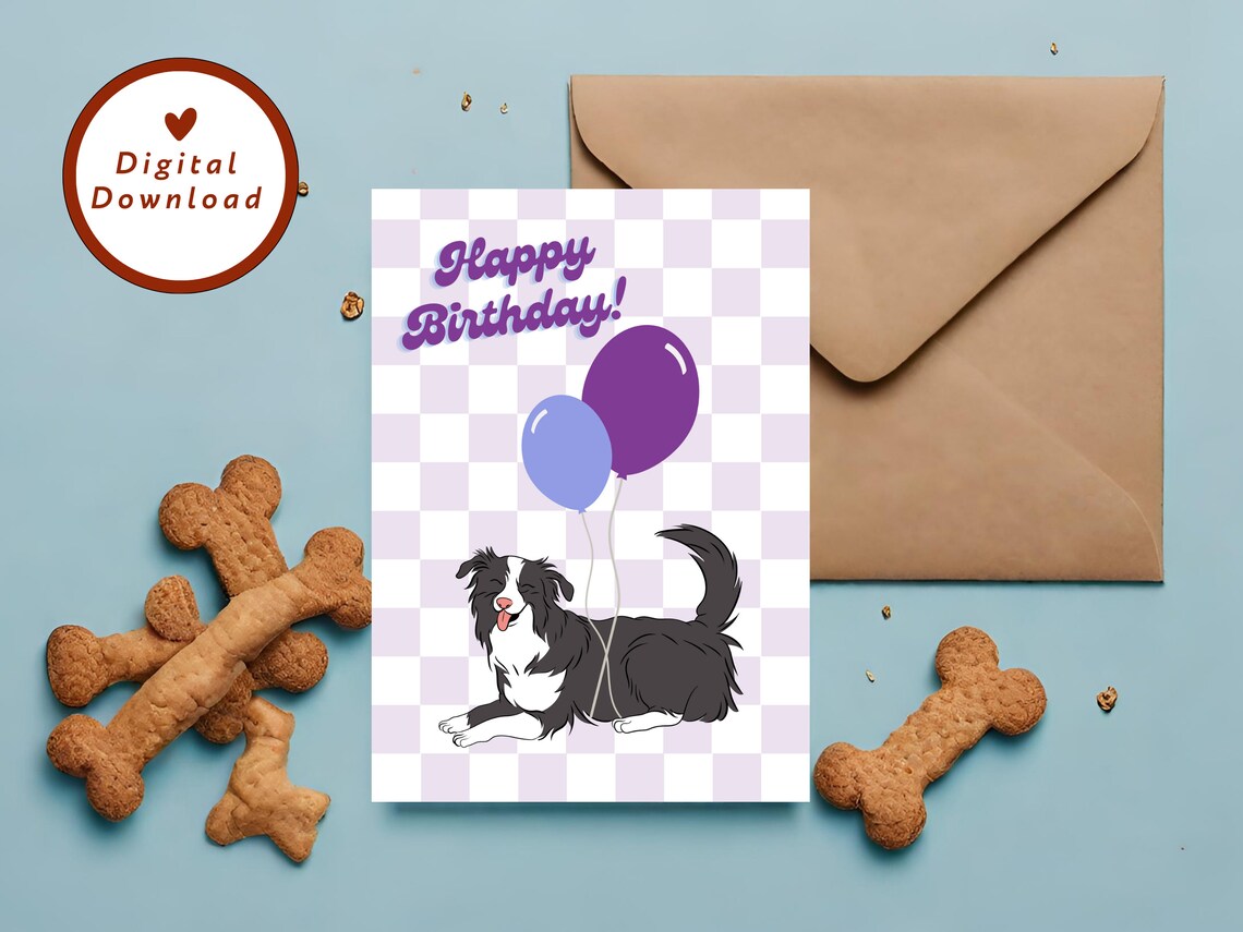 Border Collie Birthday Card, Dog Birthday Greeting