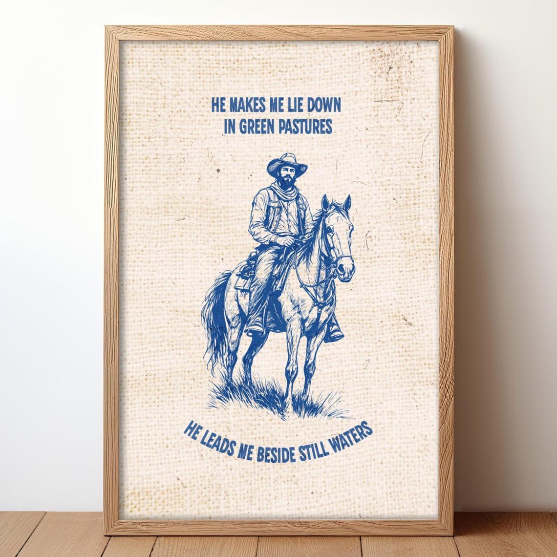 Wrangler Illustration Print Faithbased Cowboy Wall Art