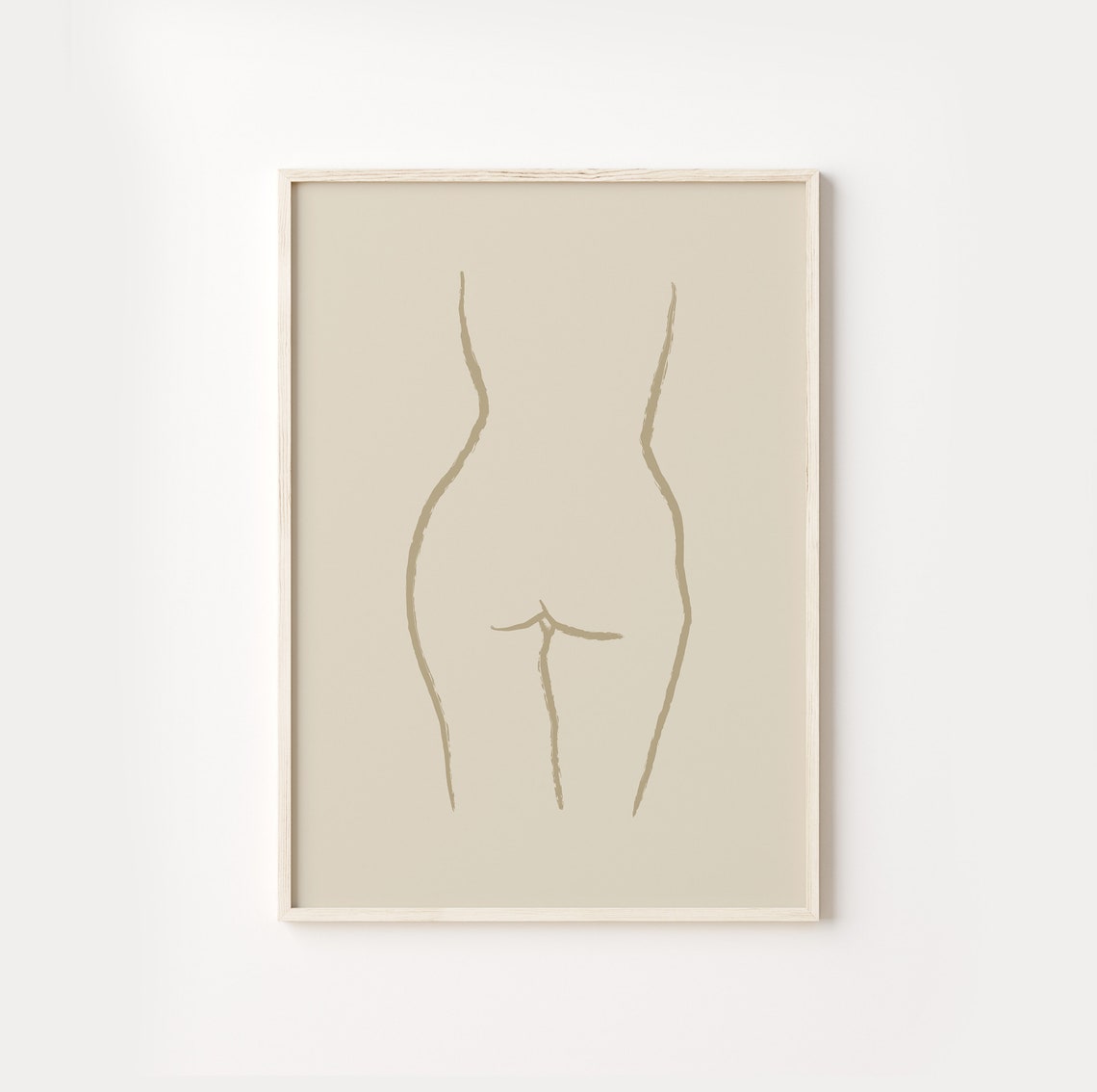 Beige Female Hips Line Art Minimalist Nude Body Drawing Poster - Image 3