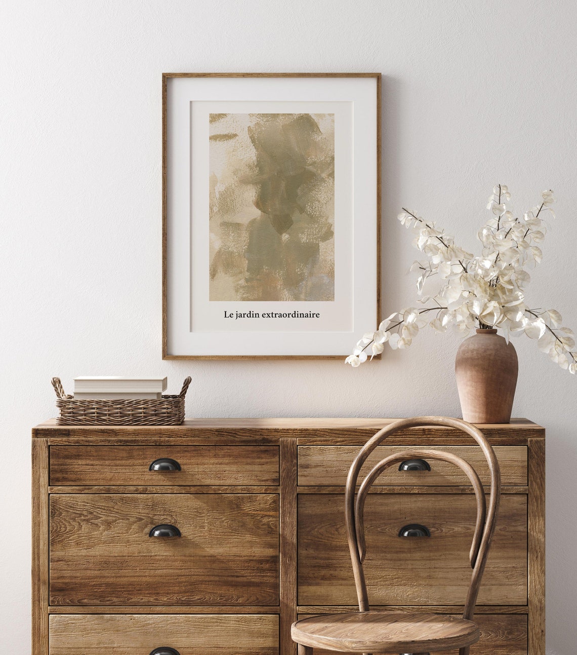 Le Jardin Extraordinaire Beige Abstract Brushstroke Canvas Poster - Image 2