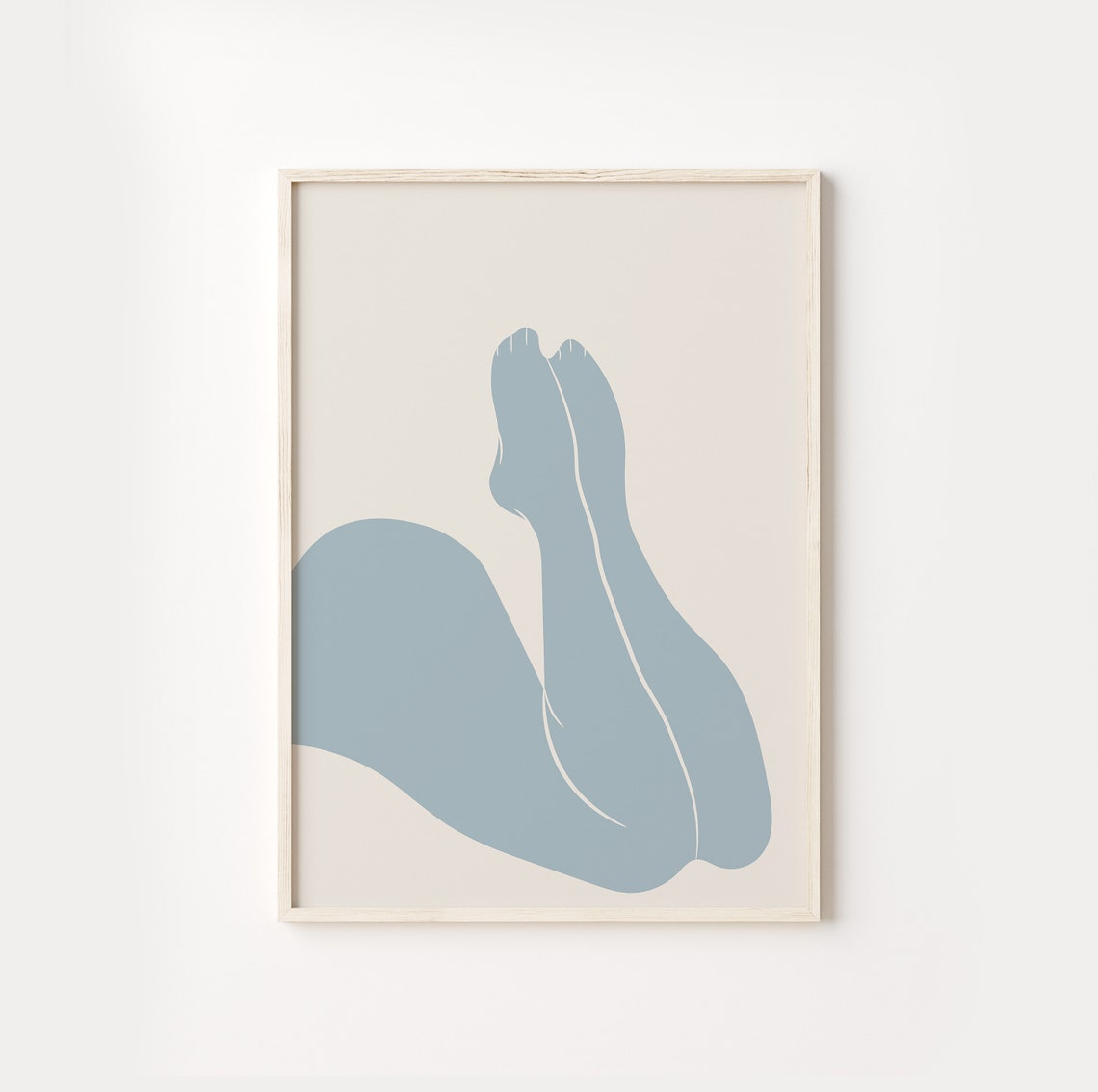 Dusty Blue Abstract Female Body Torso Minimalist Silhouette Poster - Image 3