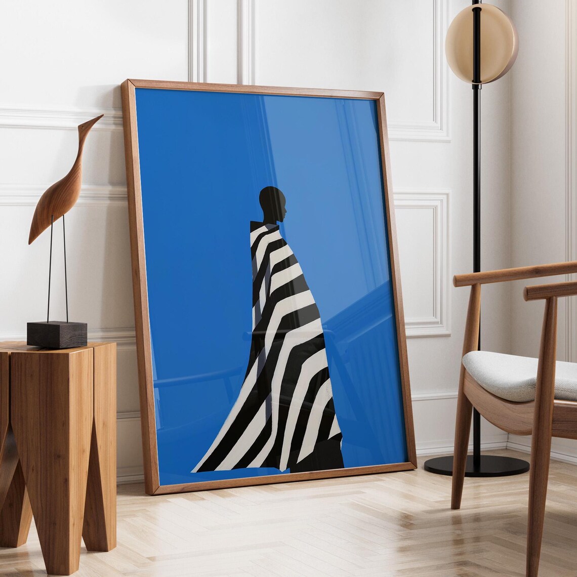 Electric Blue Abstract Afro Woman Art Print