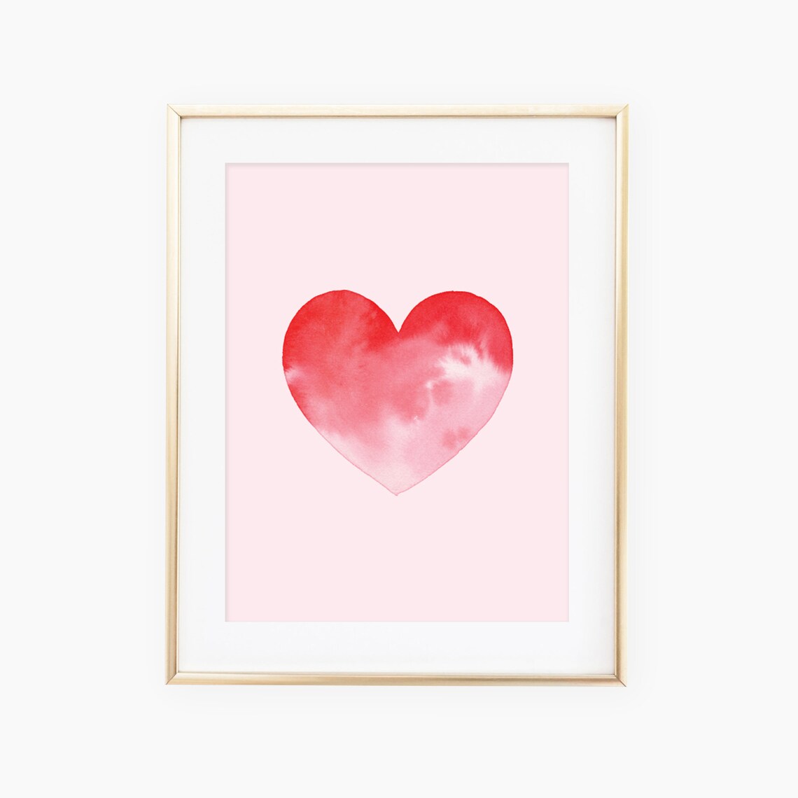 Ombre Watercolor Heart Art Print, Valentine's Day