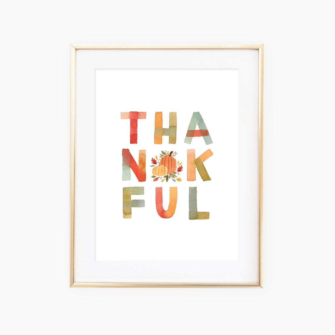 Thankful Colorful Hand Lettered Art Print