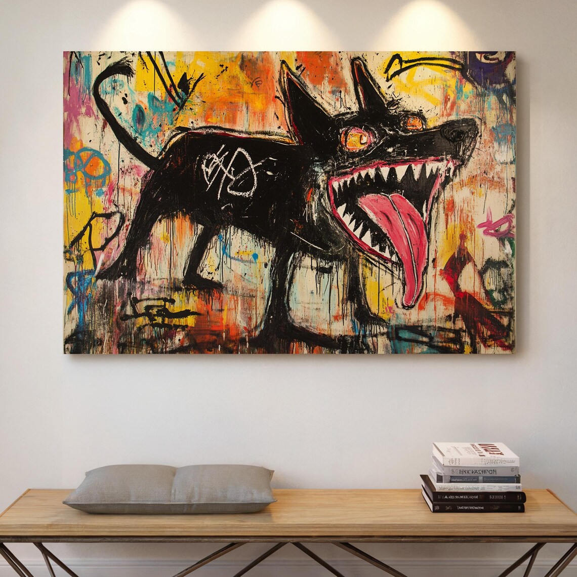 Abstract Graffiti Black Dog Tongue Street Art Painting Poster