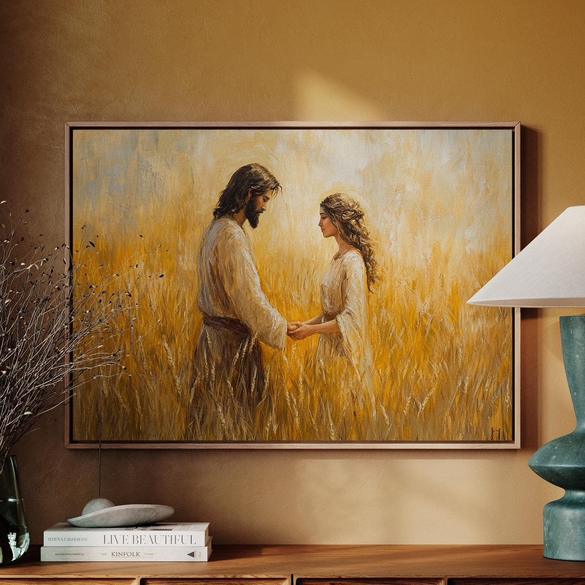 Jesus Holding Hands With A Woman In A Golden Wheat Field Inspirational Christian Art Of Love Faith And Spiritual Connection