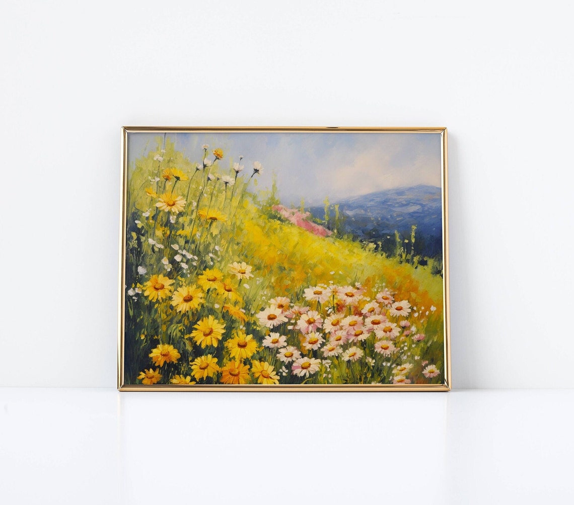 Wildflower Meadow Daisies Impressionist Summer Landscape Poster - Image 2