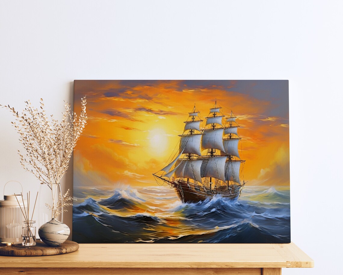 Old Sailing Ship Art Print, Vintage Maritime Scene