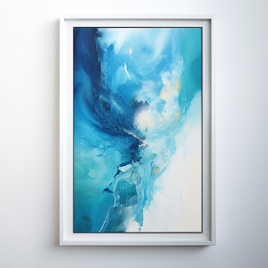 Abstract Blue Acrylic Painting, Textured Mixed Media - Image 2