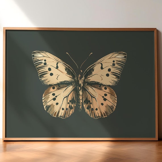 Vintage Butterfly Print Retro Butterfly Print Dark Moody Insect Butterfly Wall Art Decor Vintage Poster Art Antique Moth Painting