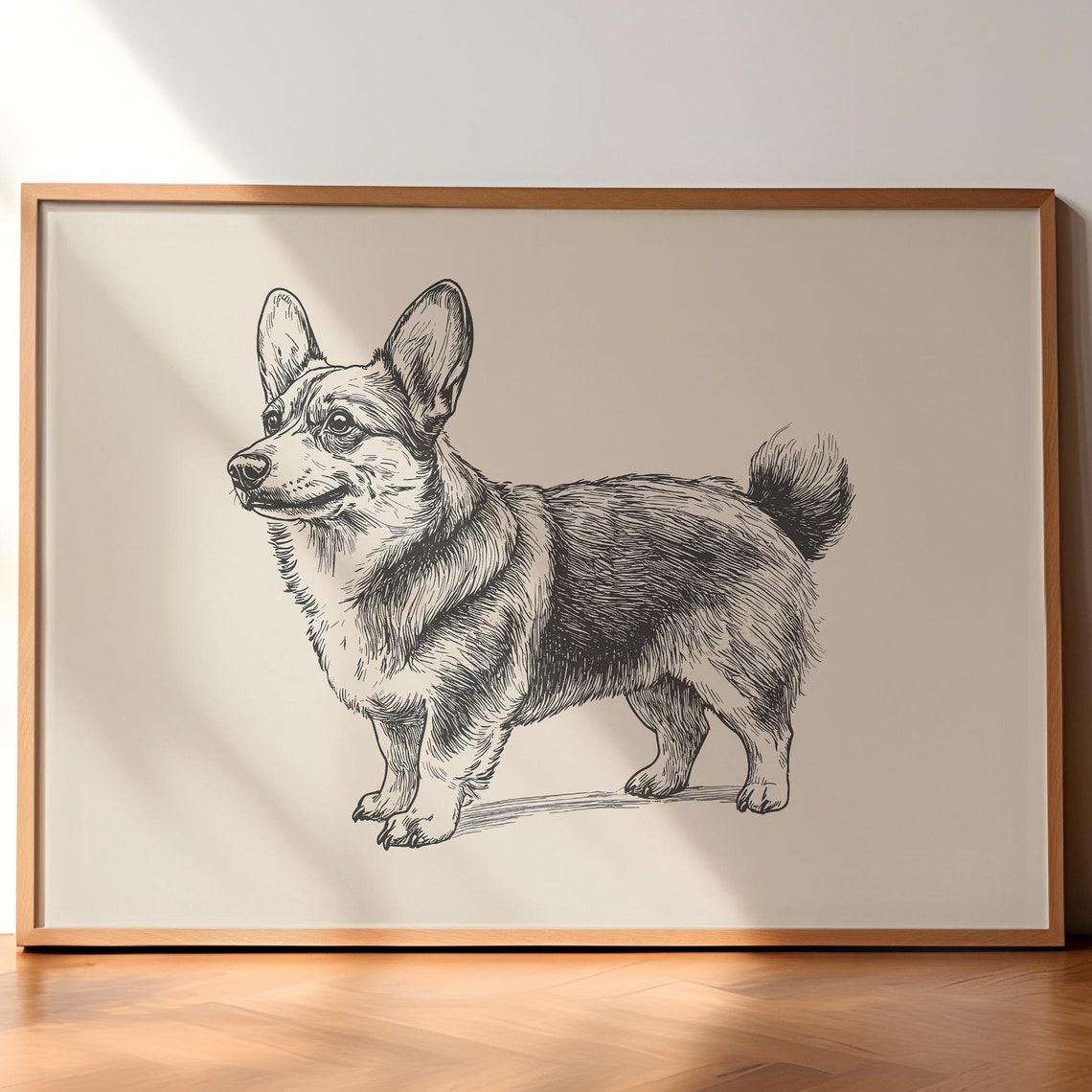 Corgi Vintage Poster Dog Wall Art Antique Vintage Painting Farmhouse Wall Art Country Wall Art Dog Drawing Retro Dog Print Corgi Art