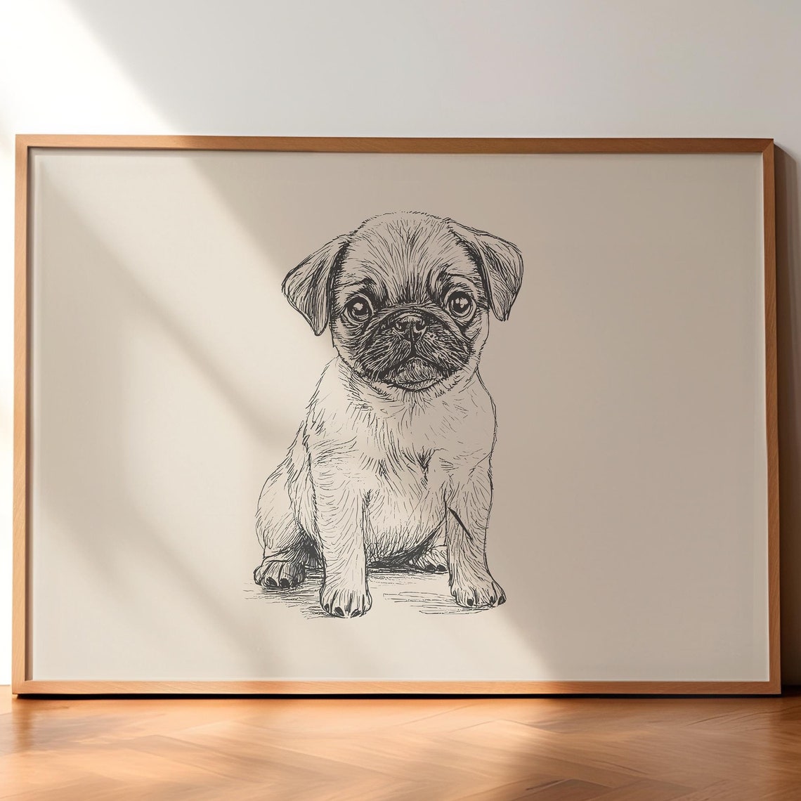 Pug Vintage Print Dog Vintage Print Dog Wall Art Antique Vintage Painting Country Wall Art Dog Drawing Farmhouse Print Pug Poster