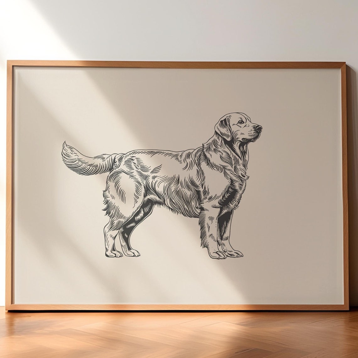 Golden Retriever Print Dog Vintage Poster Dog Wall Art Antique Vintage Art Country Wall Art Dog Drawing Illustration Farmhouse Print