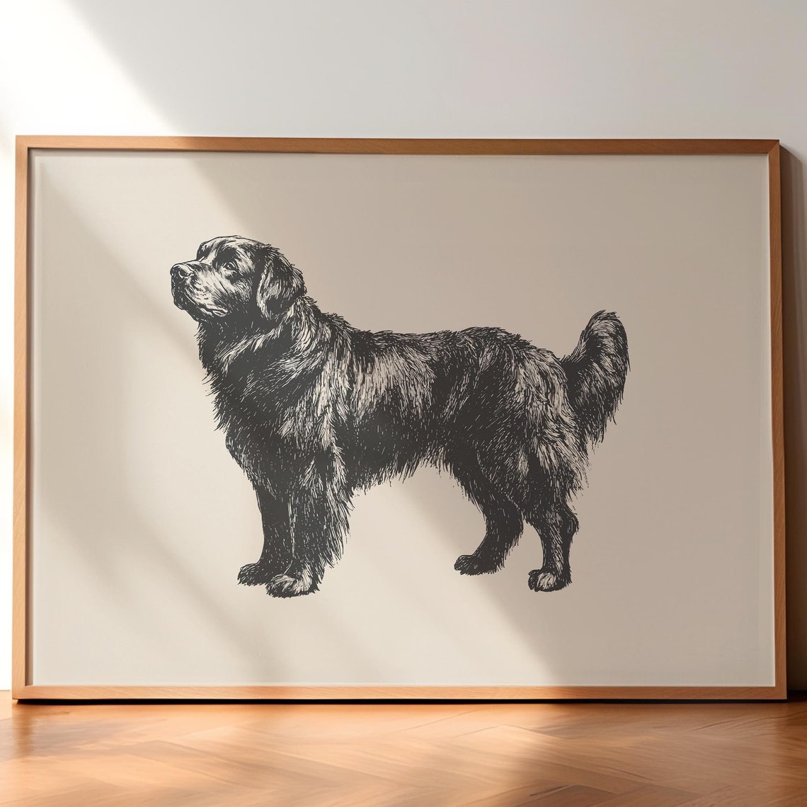 Newfoundland Dog Print Dog Vintage Print Newfoundland Wall Art Antique Vintage Painting Country Wall Art Dog Dawing Farmhouse Print
