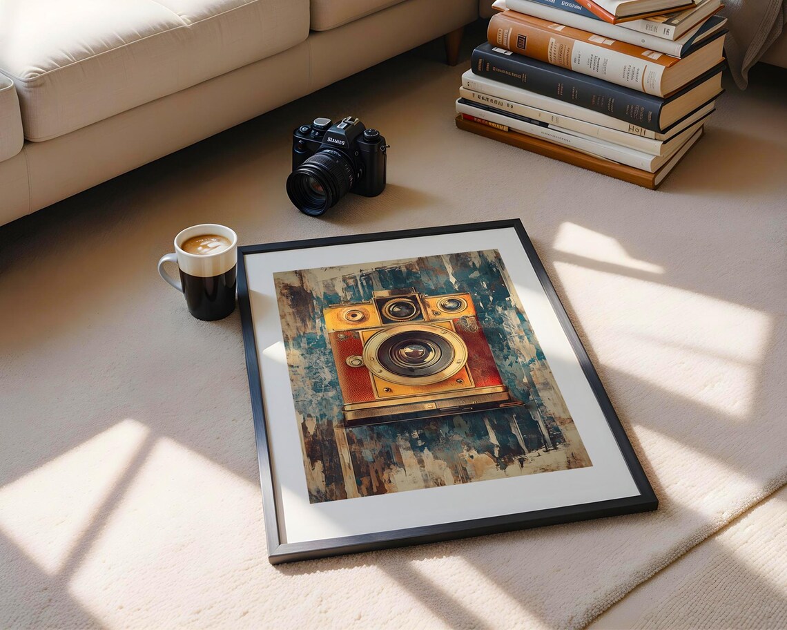 Vintage Film Camera Orange Twin Lens Retro Photography Art Poster - Image 5