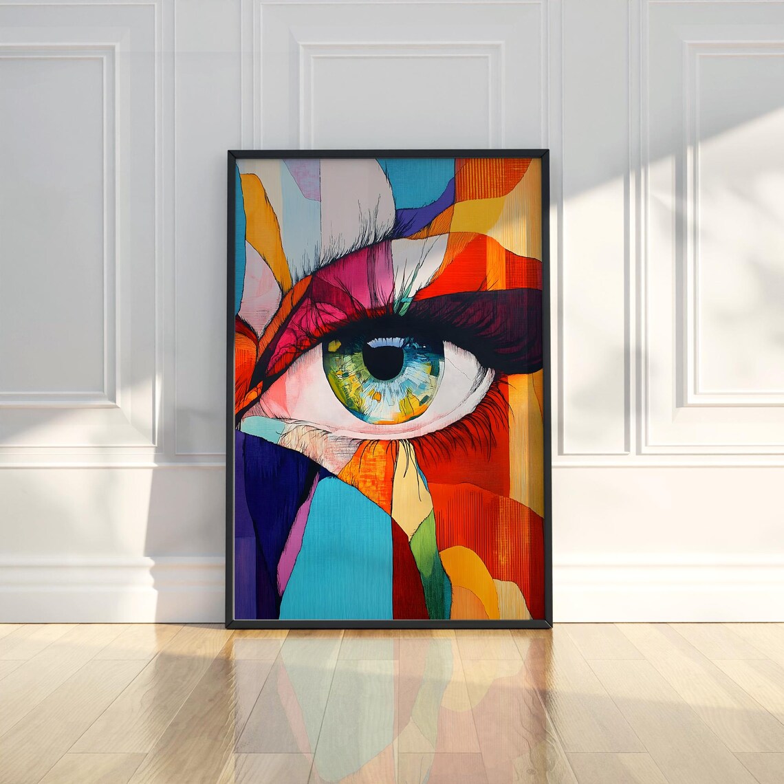 Maximalist Colorful Eye Close Up Abstract Female Face Art Poster