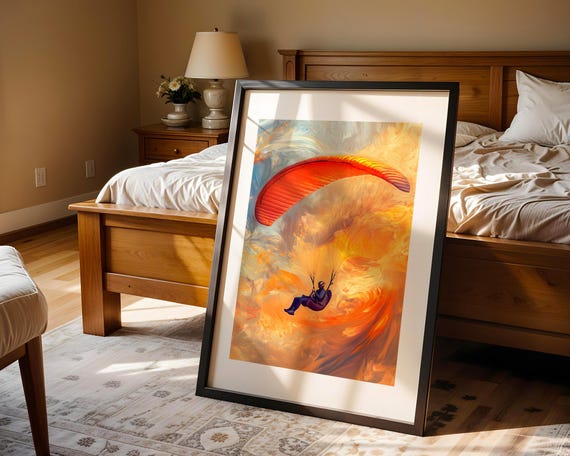 Paragliding Extreme Sport Sky Adventure Art Print Trendy Wall Room Decor Prints Poster