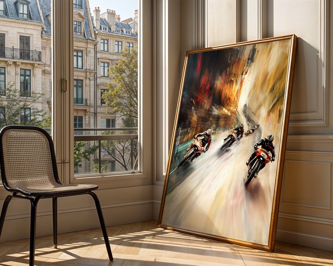 Motorcycle Racers Speeding Motion Blur Dynamic Racing Sports Poster - Image 3