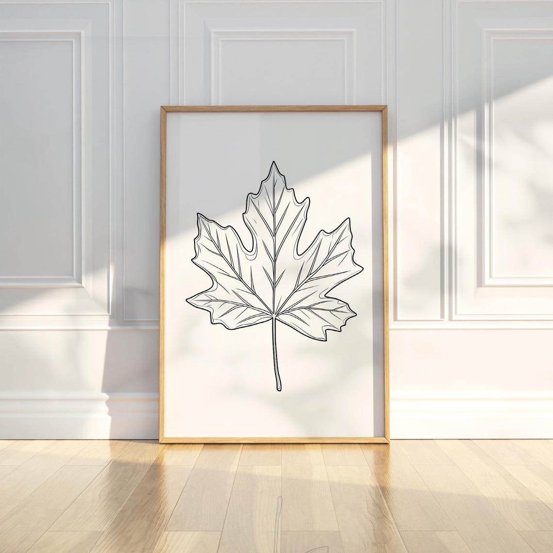 Crisp Maple Leaf Line Drawing Autumn Botanical Fall Art Poster