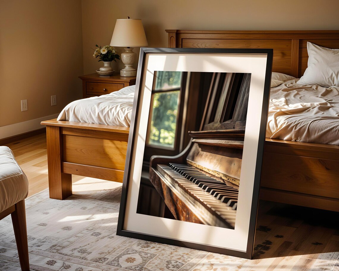 Antique Piano Keys Window Light Music Room Nostalgic Art Poster - Image 3