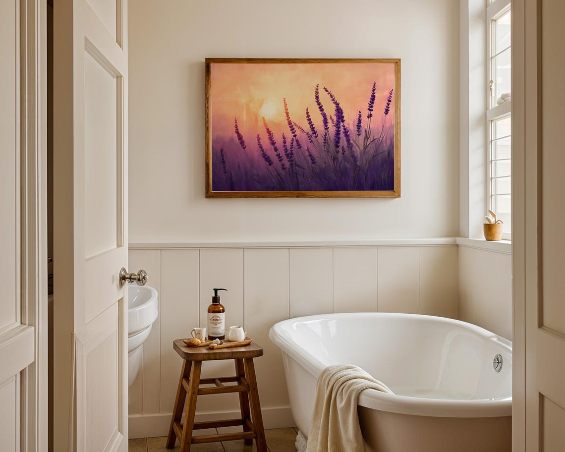 Lavender Field Purple Sunset Nature Botanical Calming Art Poster - Image 2
