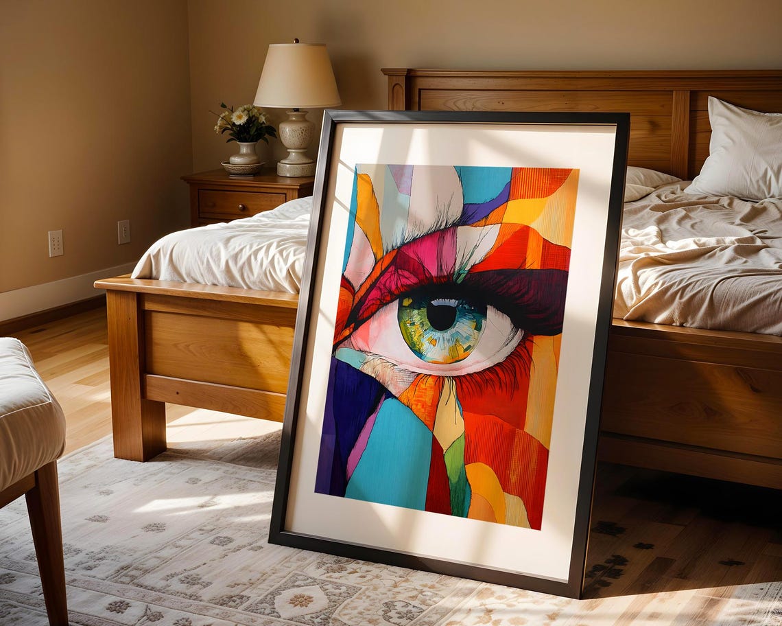 Maximalist Colorful Eye Close Up Abstract Female Face Art Poster - Image 4
