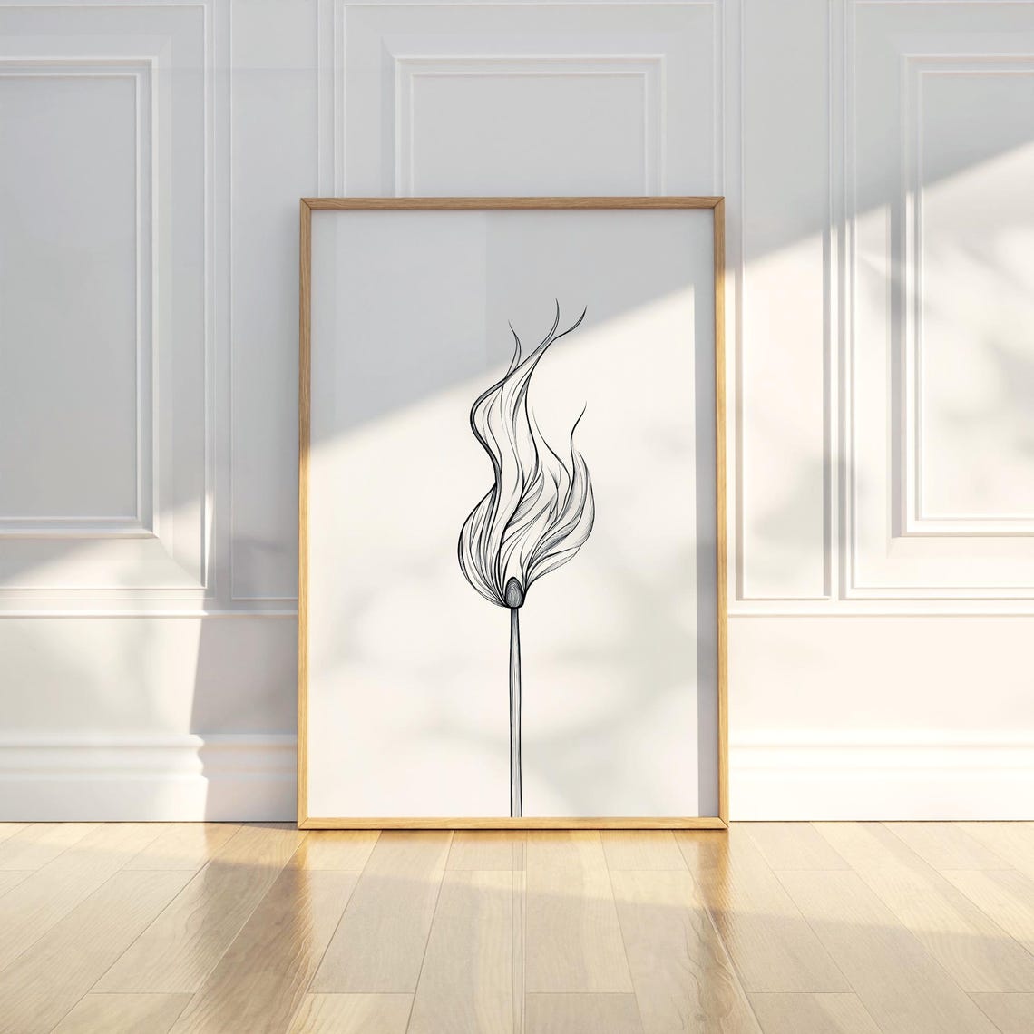 Abstract Flame Flower Flowing Line Art Minimal Modern Poster