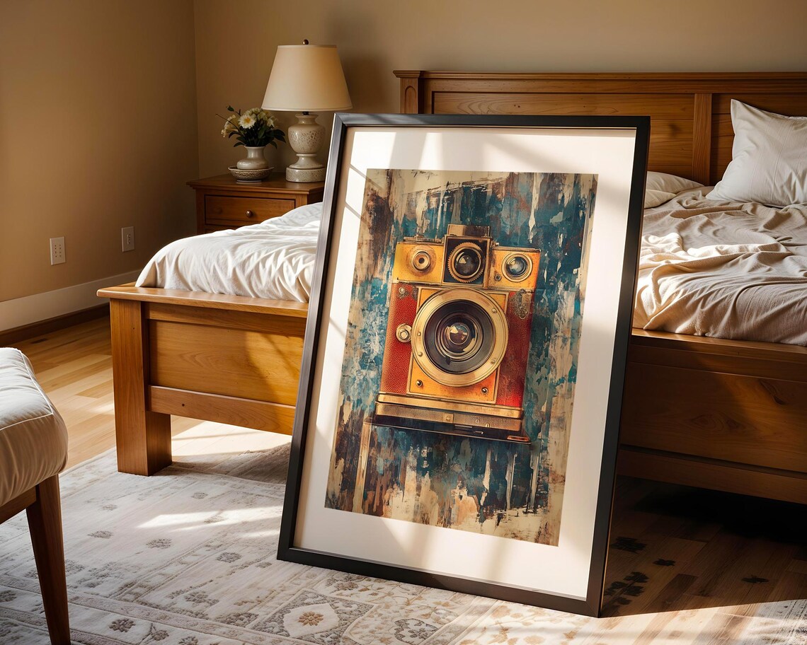 Vintage Film Camera Orange Twin Lens Retro Photography Art Poster - Image 4