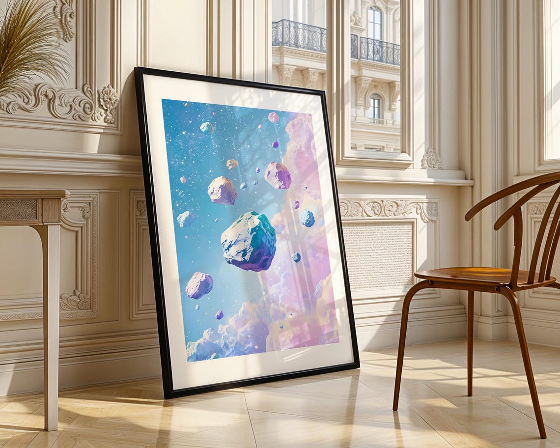 Floating Asteroids Space Nursery Wall Art Print Trendy Poster Modern Home Kids Playroom Decor Baby Shower Gift - Image 3