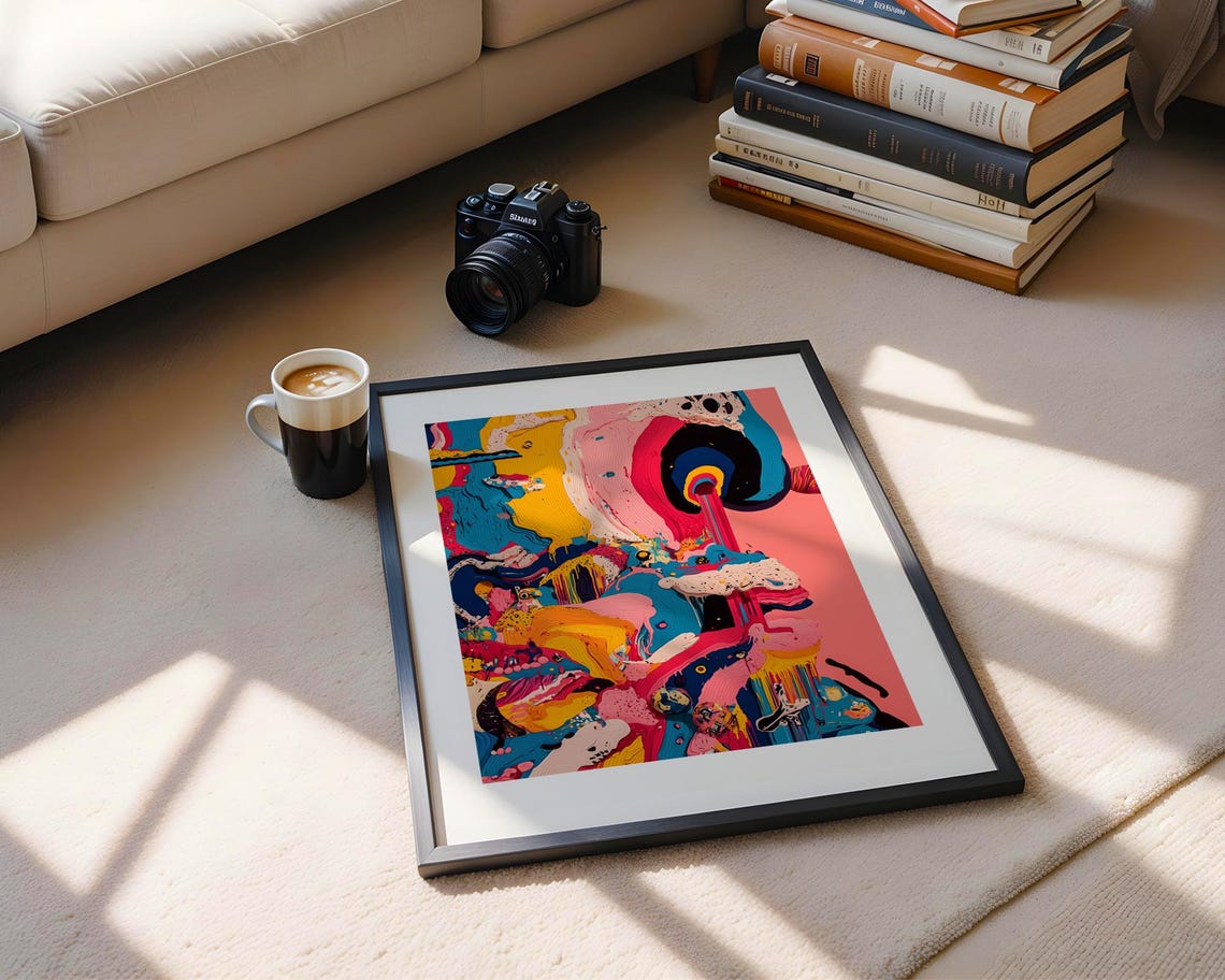 Vibrant Neon Fluid Abstract Drip Painting Modern Wall Poster - Image 5