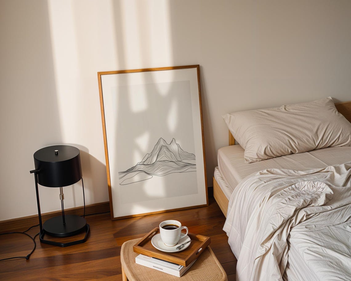 Minimalist Mountain Peak Single Line Art Modern Drawing Poster - Image 2