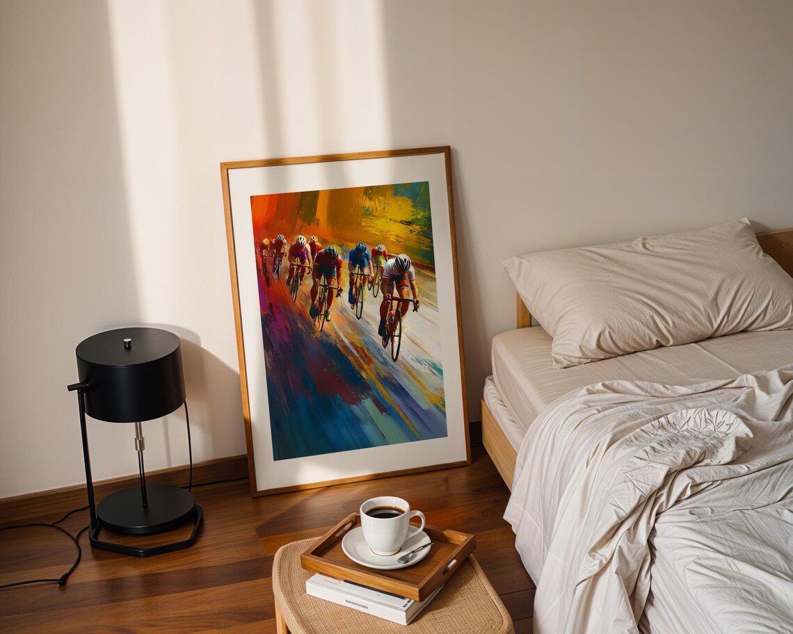 Cycling Peloton Race Sprinters Colorful Road Bike Sports Print - Image 2