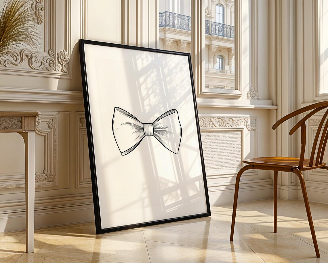 Classic Bow Tie Line Drawing Minimalist Fashion Sketch Art Poster - Image 3