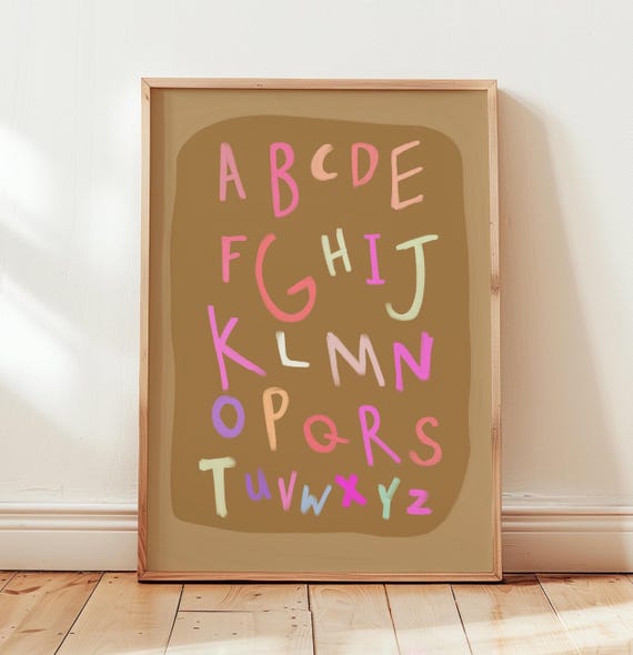 Childrens Colourful Alphabet Print Poster Educational Abc Classroom Decor Nursery Wall Art Quirky