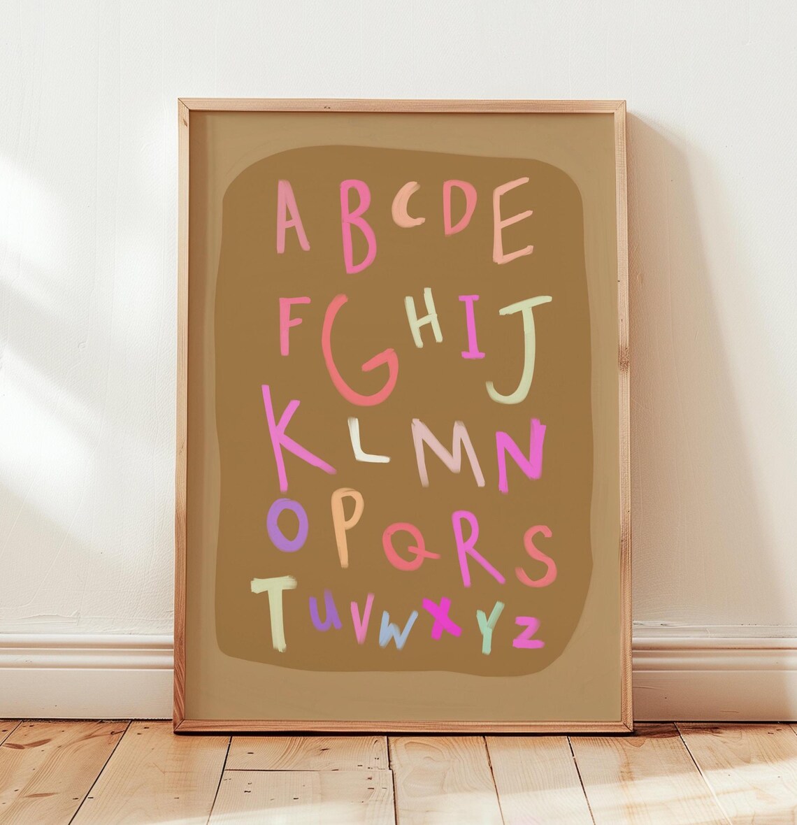 Colorful Hand Painted Alphabet ABC Print For Kids Nursery Playroom Decor