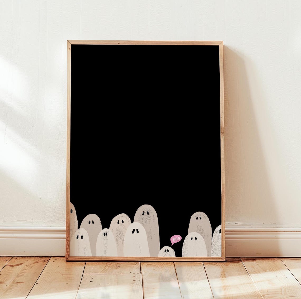 Halloween Decor Cute Ghosts Spooky Wall Minimal Black And White Print For Kids