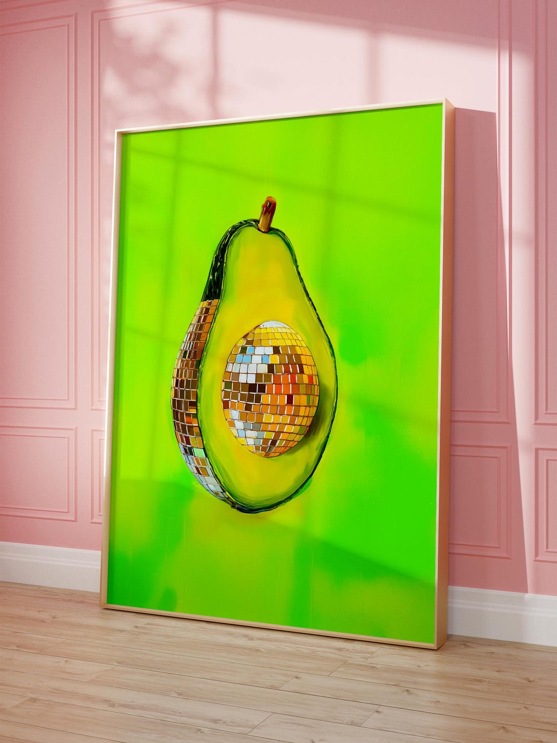 Avocado Disco Ball Pit Maximalist Lime Green Fruit Wall Art Decor - Image 4