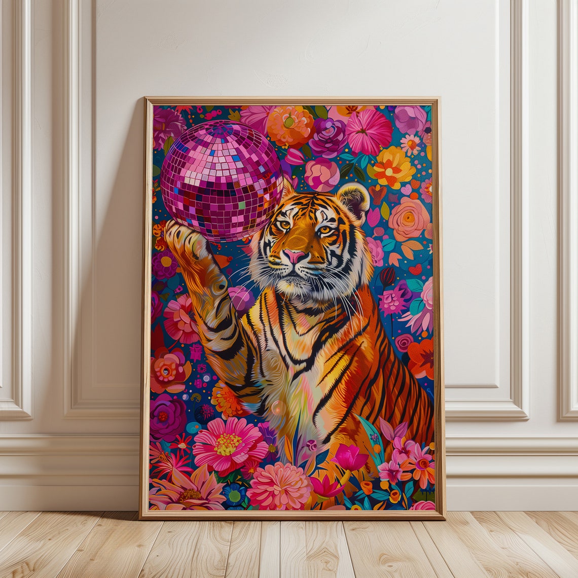 Tiger And Disco Ball, Maximalist Animal Art Print - Image 3