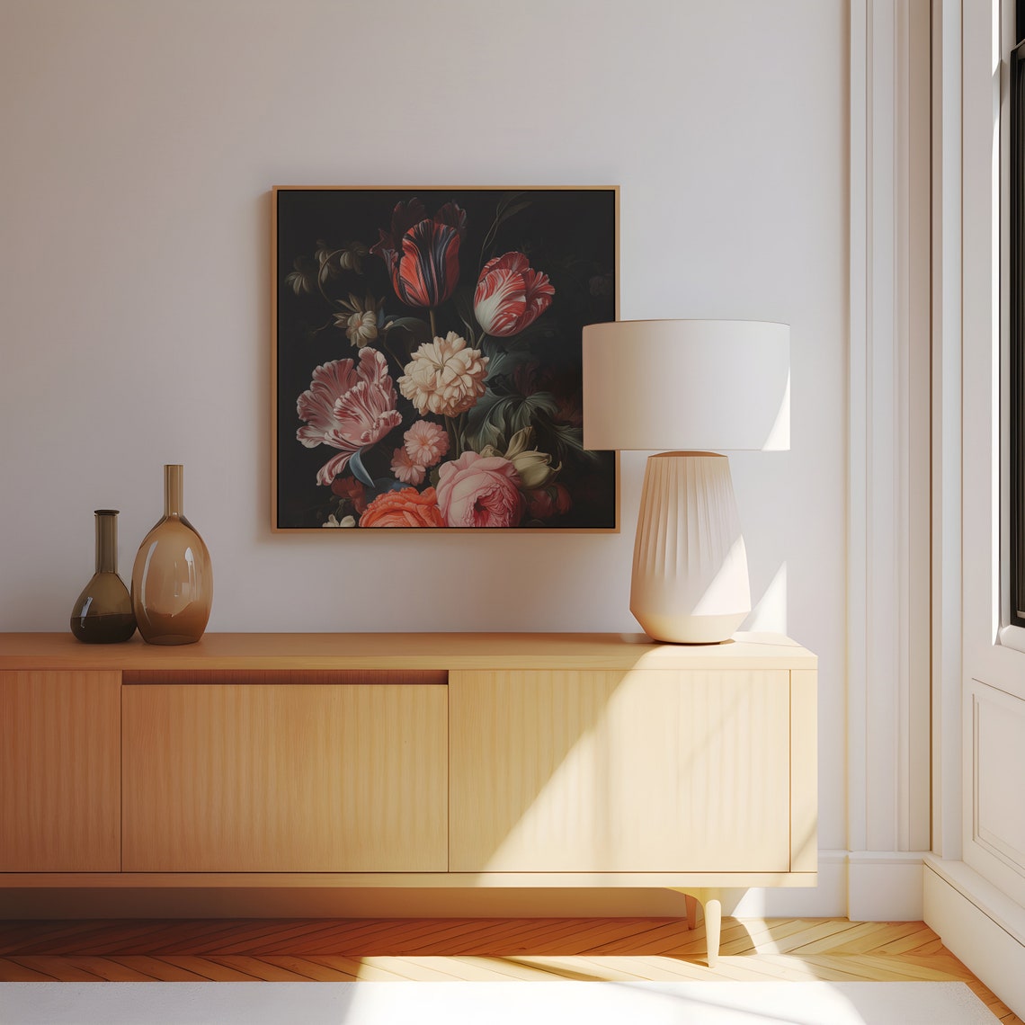 Dark Academia Floral Still Life, Moody Botanical Art Print - Image 3