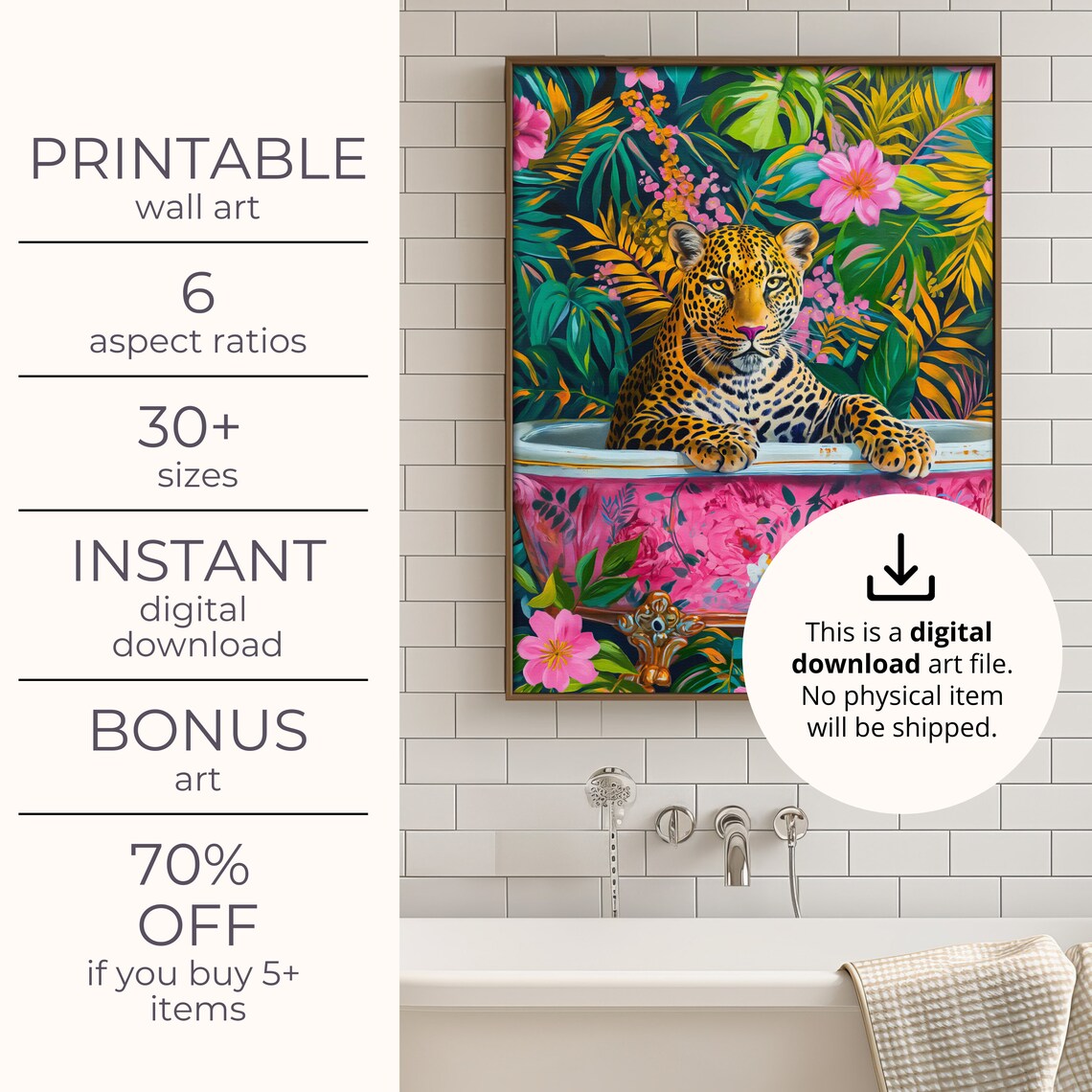 Leopard In A Bathtub, Maximalist Oil Painting - Image 4