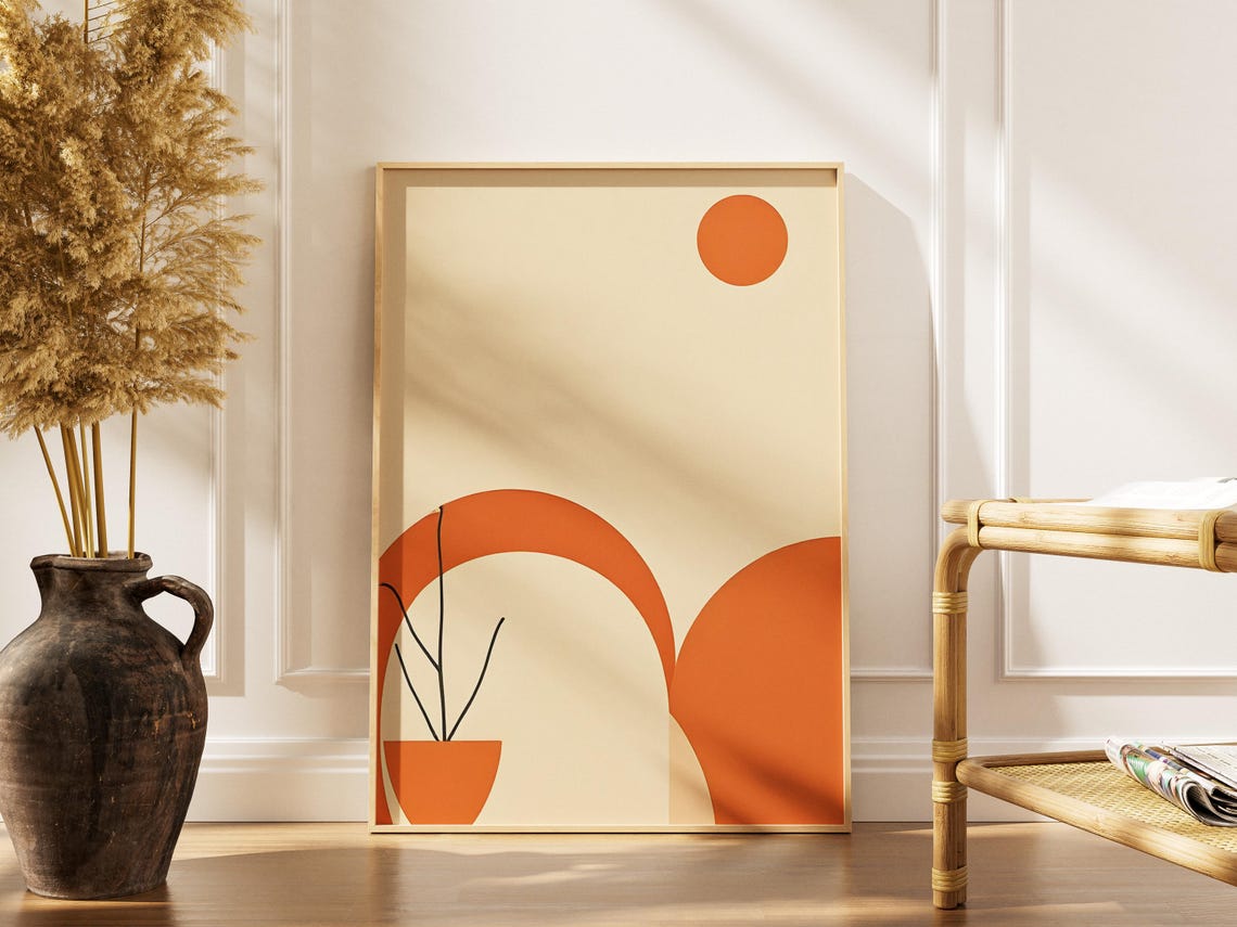 Terracotta Abstract Print Boho Scandinavian Wall Art