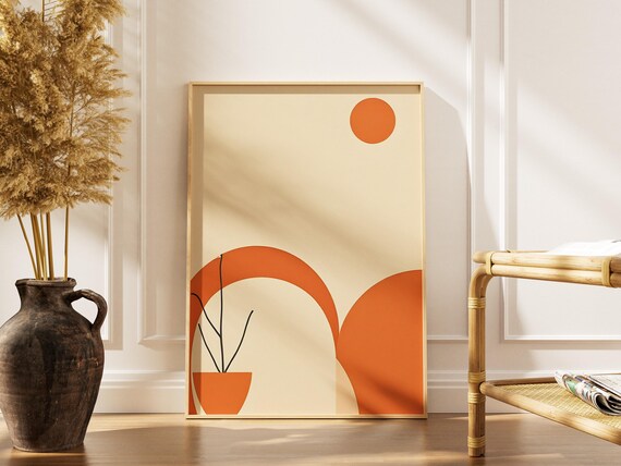 Terracotta Abstract Print Boho Scandinavian Wall Art