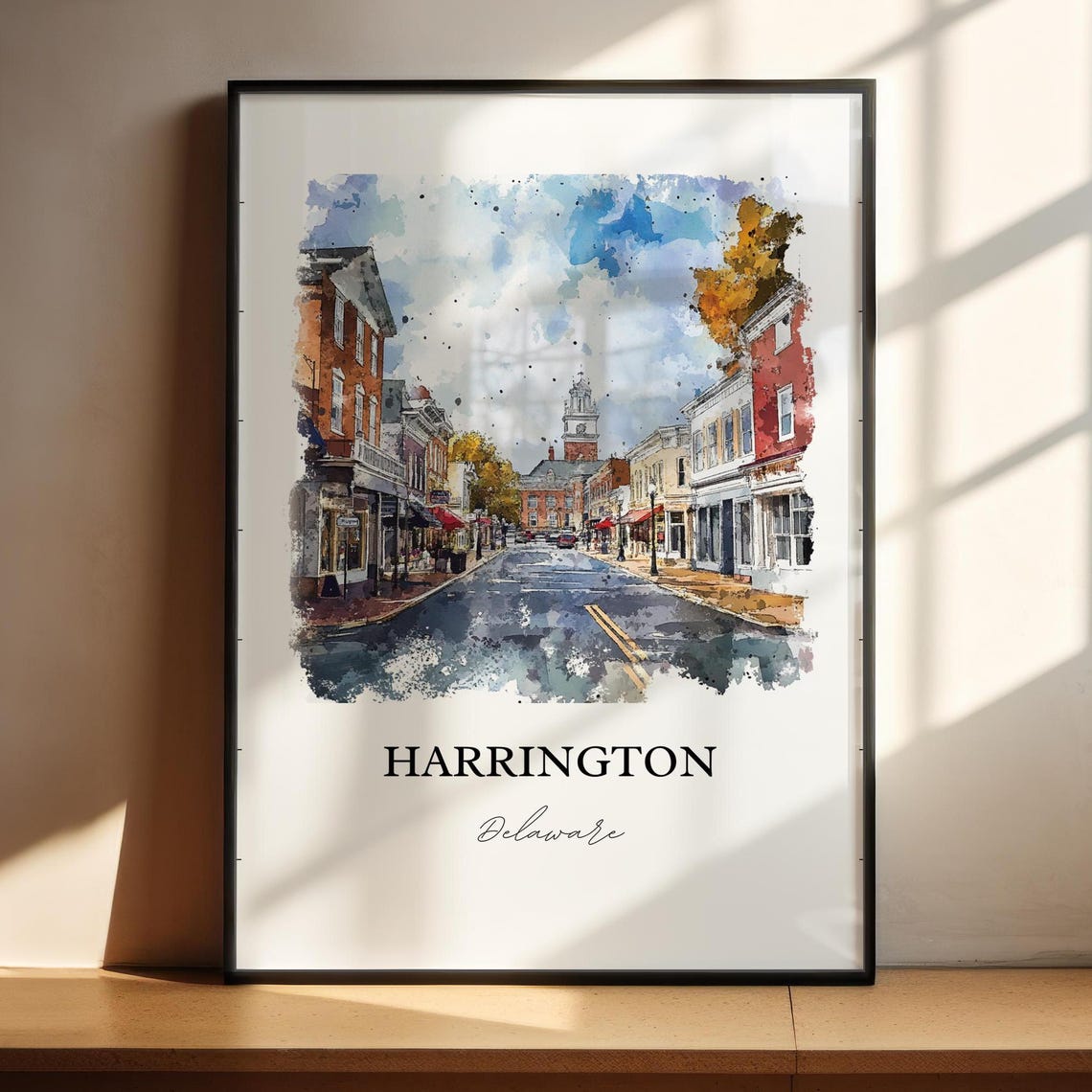 Harrington Delaware Historic Main Street Town Watercolor Poster - Image 6