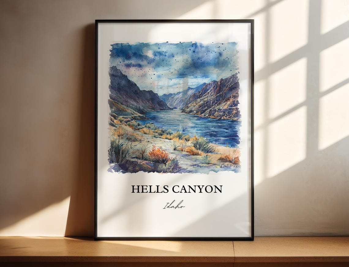 Hells Canyon Idaho River Gorge Watercolor Canyon Landscape Poster - Image 4