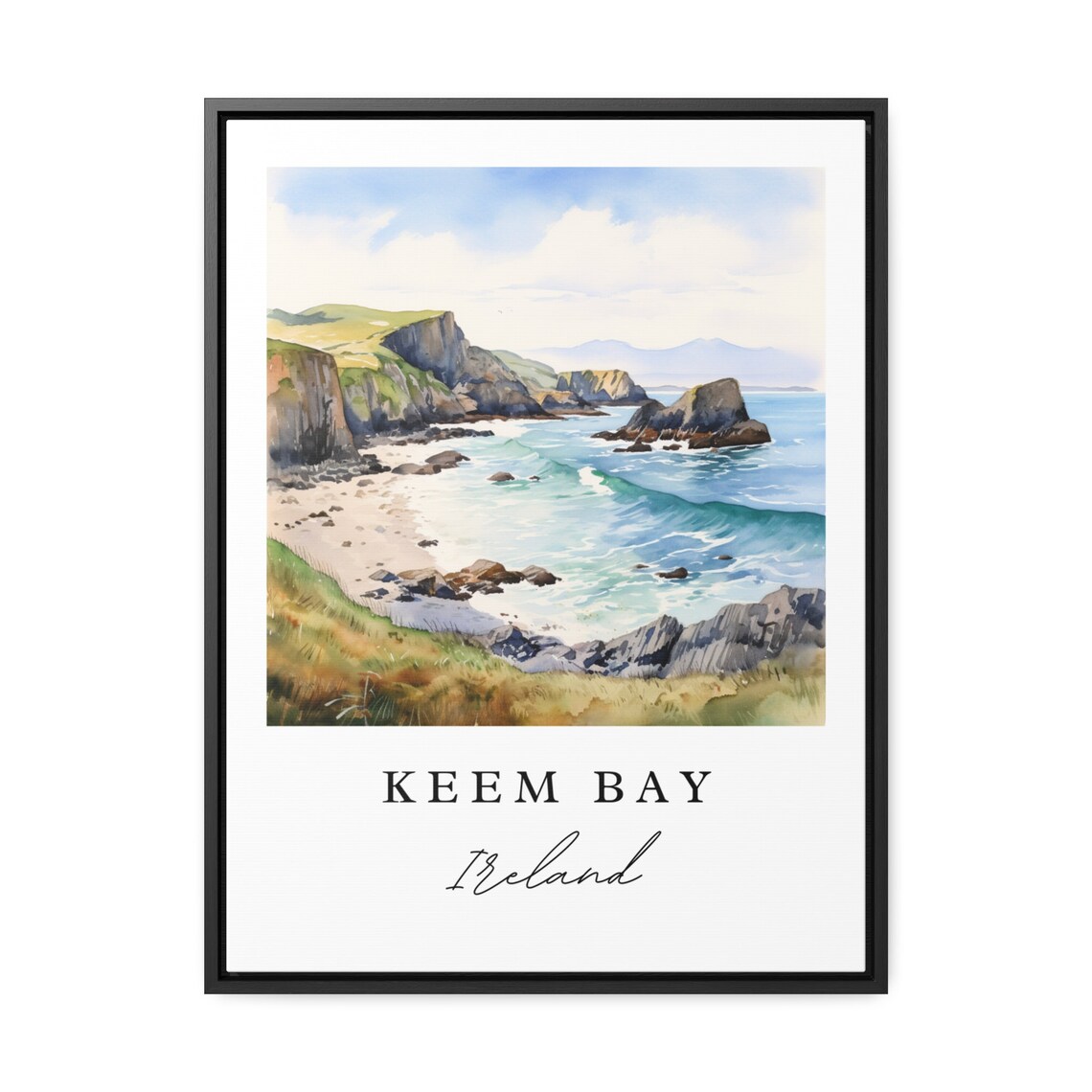 Keem Bay Ireland Wild Rocky Beach Cove Watercolor Coastal Poster - Image 2