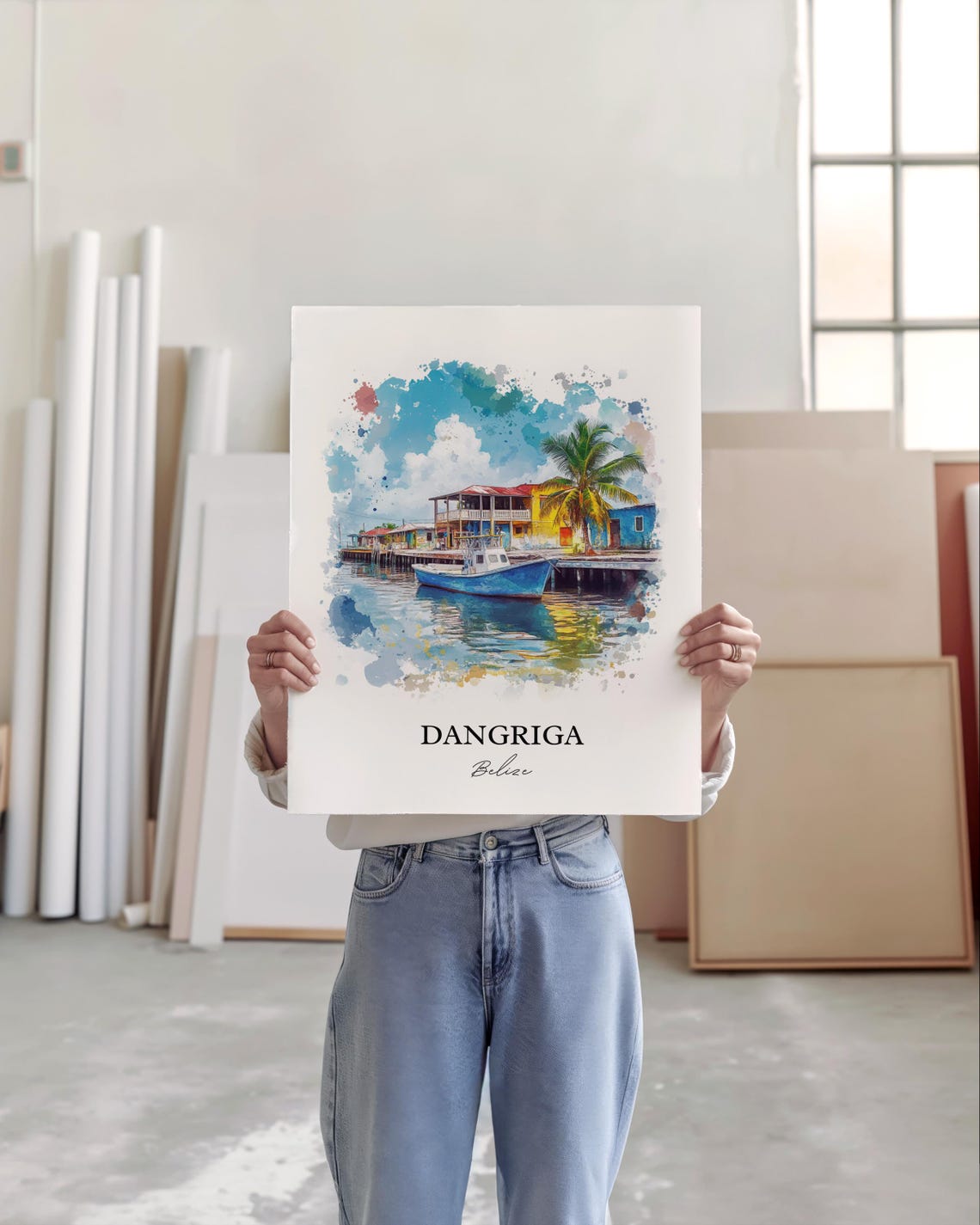 Dangriga Wall Art Belize Print Watercolor Gift Travel Poster Housewarming - Image 5