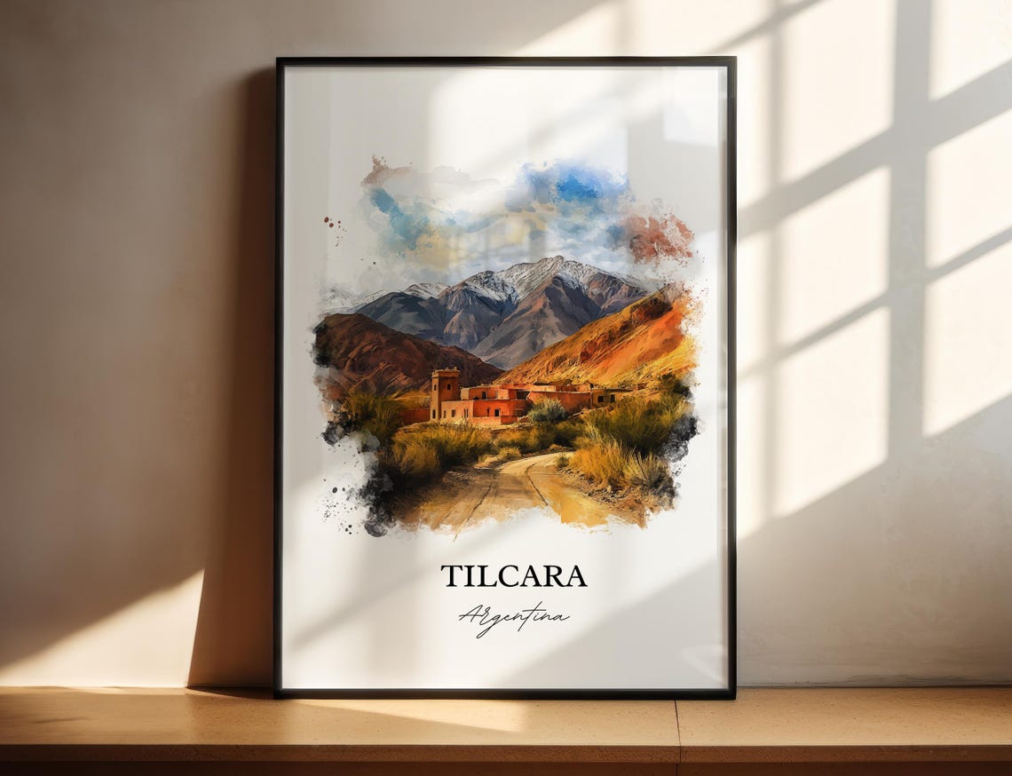 Tilcara Argentina Andean Village Watercolor Mountain Scene Poster