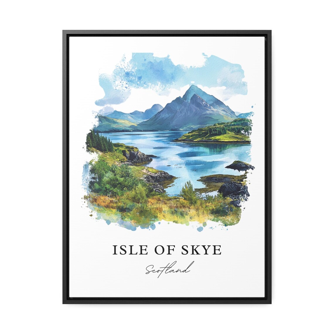 Isle of Skye Mountain Loch Watercolor Scotland Travel Poster - Image 2