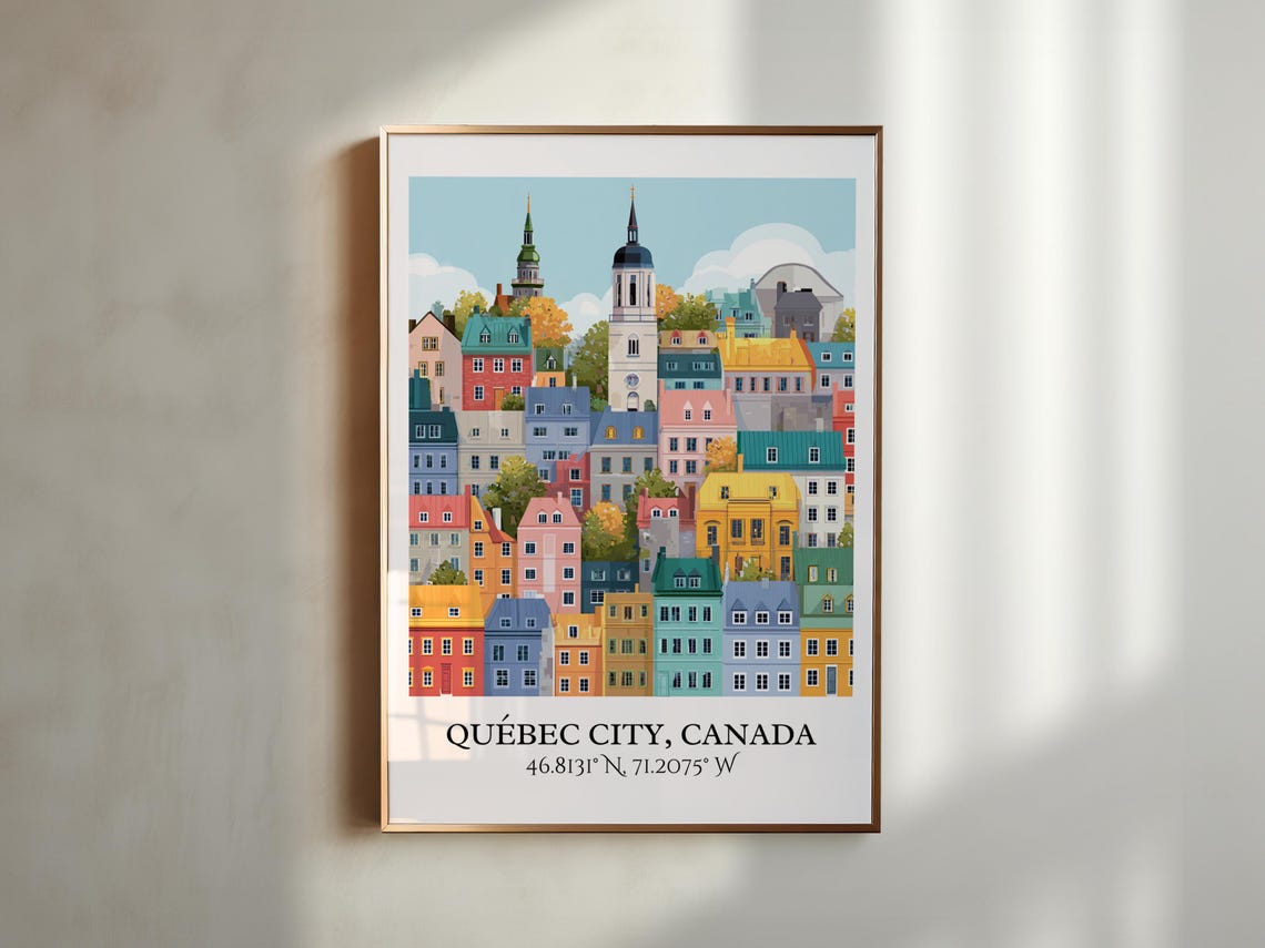 Quebec City Canada Old Town Church Towers Retro Travel Poster - Image 6