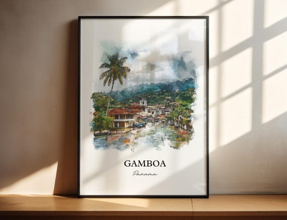 Gamboa Wall Art Panama Print Watercolor Gift Travel Poster Housewarming